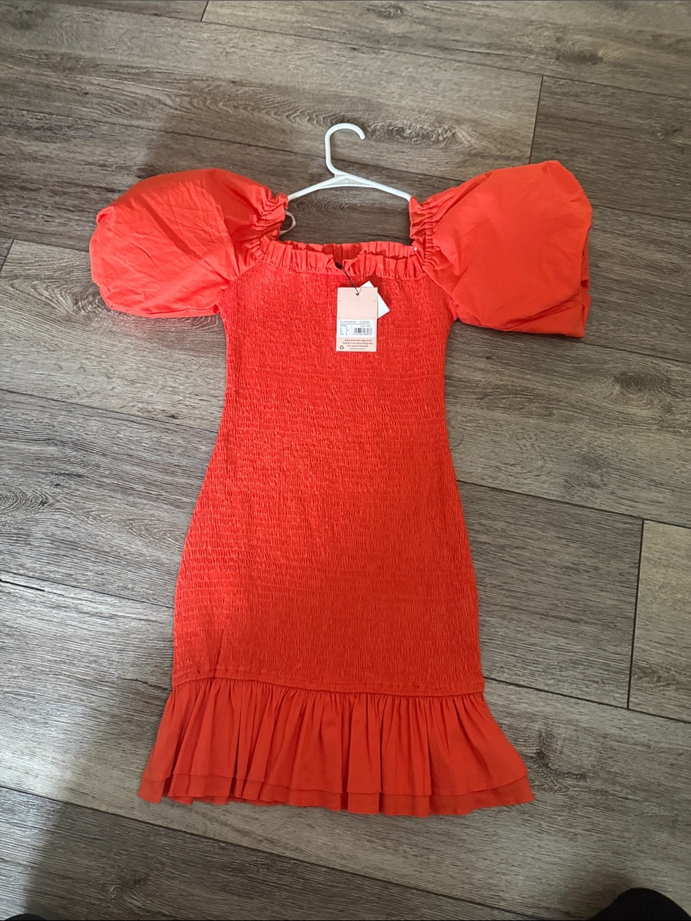 Missguided Kids Orange Puff-Sleeve Smocked Dress
